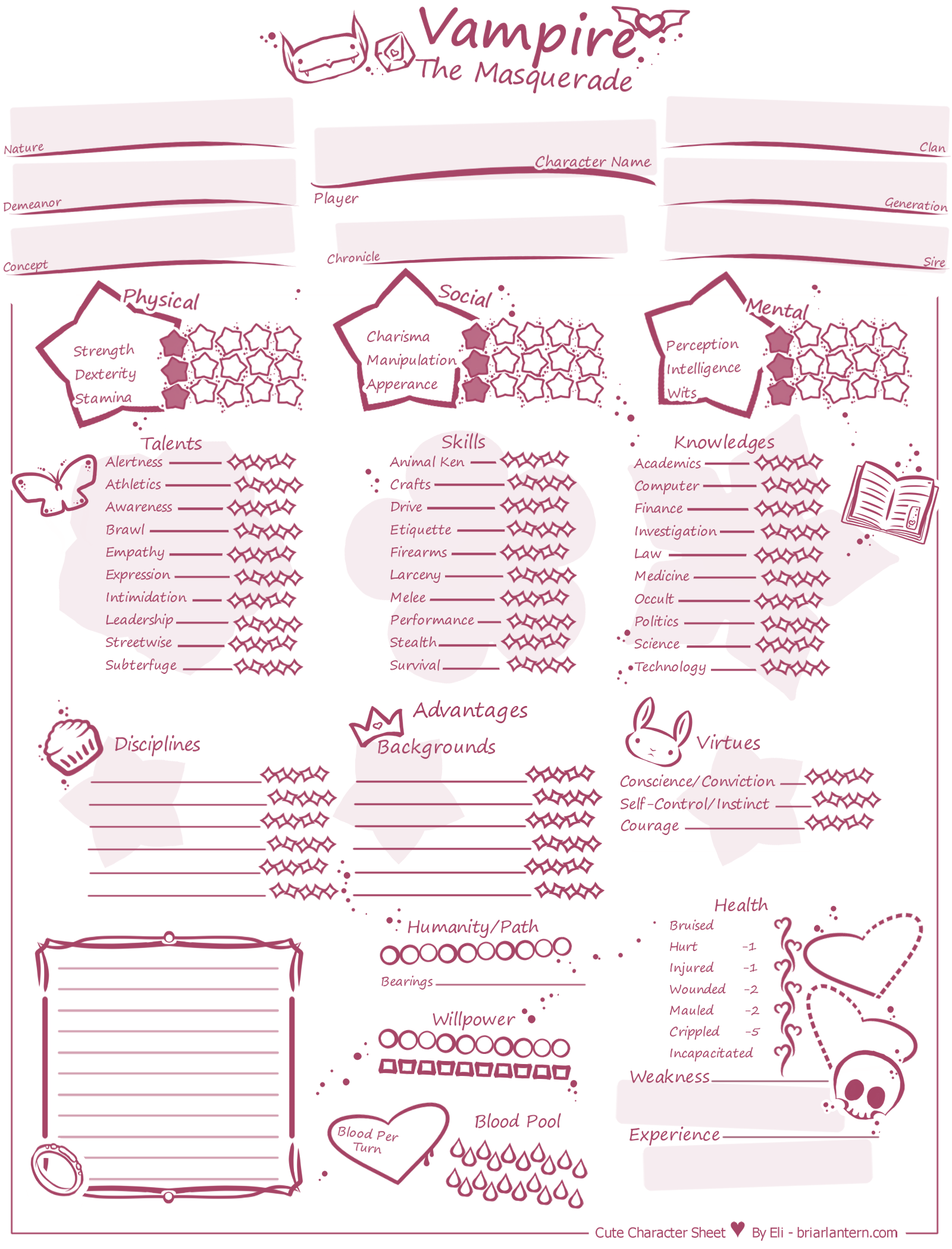 VTM: C.M.A Character Sheet by Vanilla-Wicked on DeviantArt